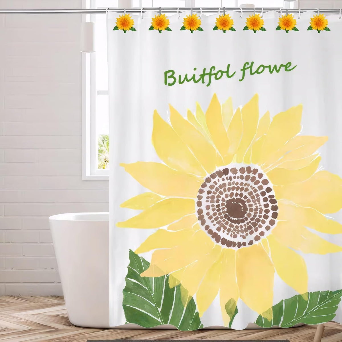 12 PCS Sunflower Decorative Shower Curtain Hooks Rings