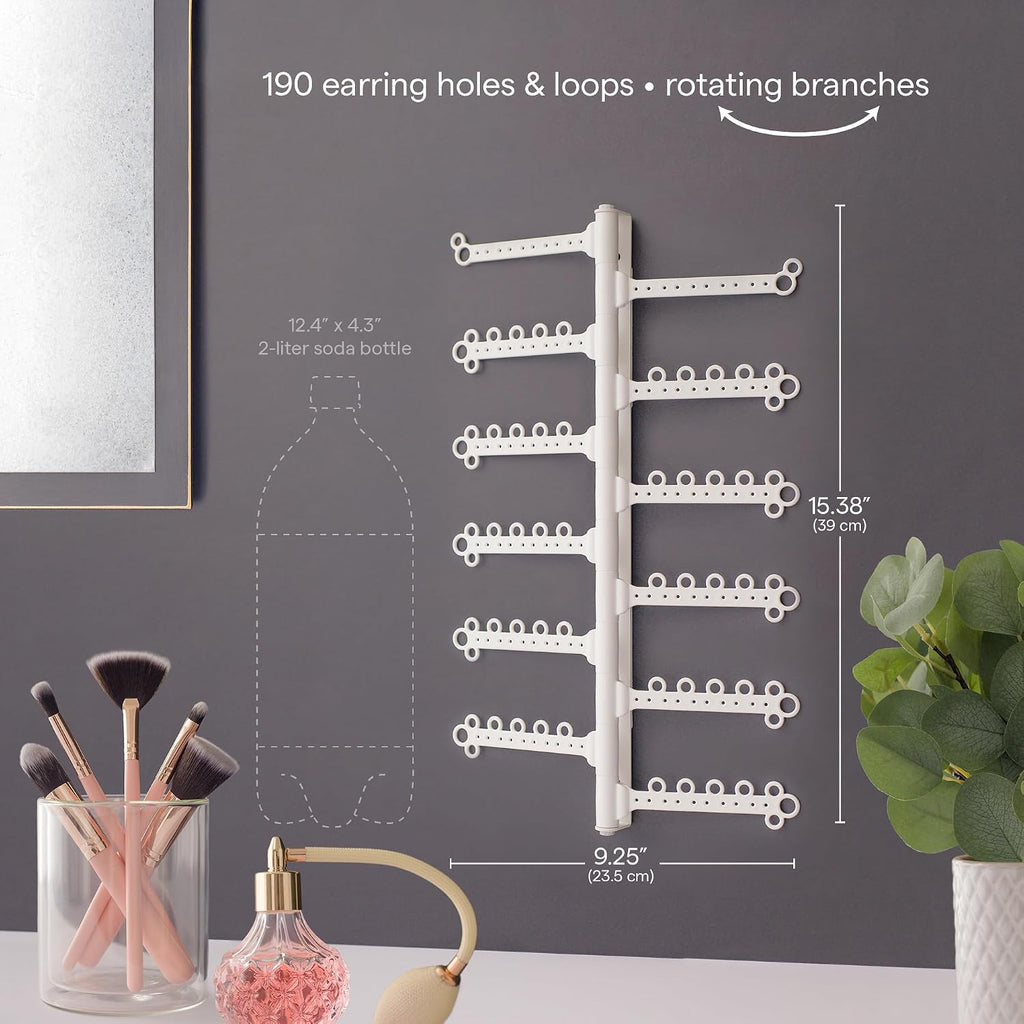 12-Tier Hanging Wall Jewelry Organizer, Earring,Necklace,Ring Holder-White