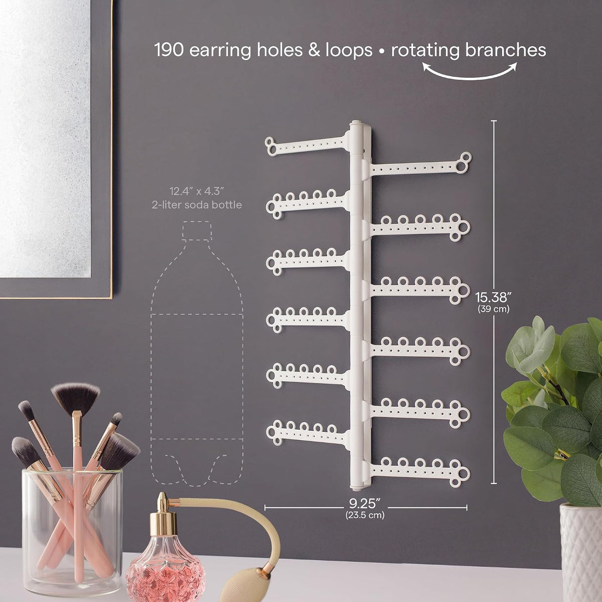12-Tier Hanging Wall Jewelry Organizer, Earring,Necklace,Ring Holder-White