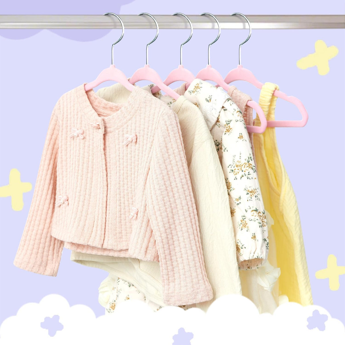 BAGAIL 50 Pack Kids Velvet Hangers 11 Inches Children's Clothes Hangers Non-Slip Baby Hangers for Infant/Toddler (Blush Pink)