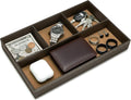 Leather Valet Organizer Nightstand & Dresser Storage Tray (Brown)
