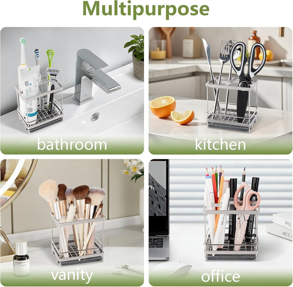 Electric Toothbrush Holders for Bathrooms Toothpaste Organizer, Sliver