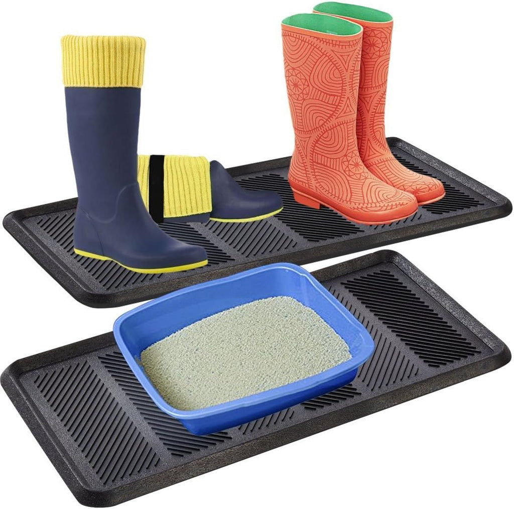 SafetyCare Rubber Shoe & Boot Tray - Multi-Purpose - 32 x 16 Inches - 1 Mat