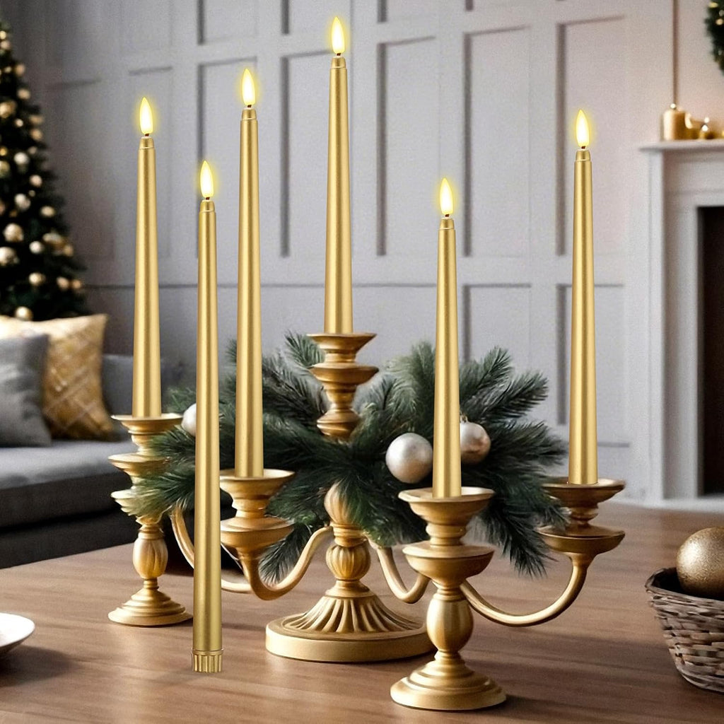 Rossesay 64 Pcs Flameless LED Taper Candle, Flickering Candles,Gold