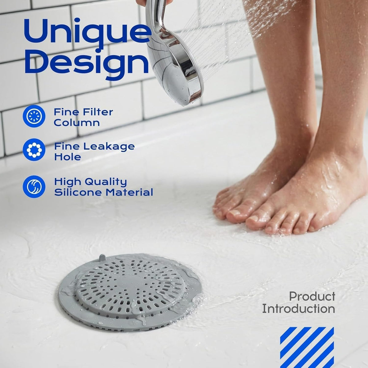 VLM 2 Pack Silicone Shower Drain Hair Catcher,Drain Strainer