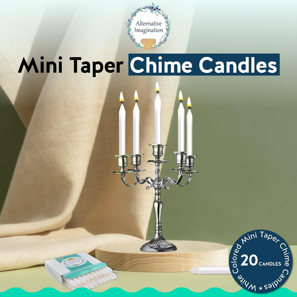 Alternative Imagination White Chime Candles - 20 Pack of Unscented 4 Inch Mini Taper Candles - Dripless Long Burning Ritual Candles for Meditation, Spell Work, Cleansing, Peace & Home Decor