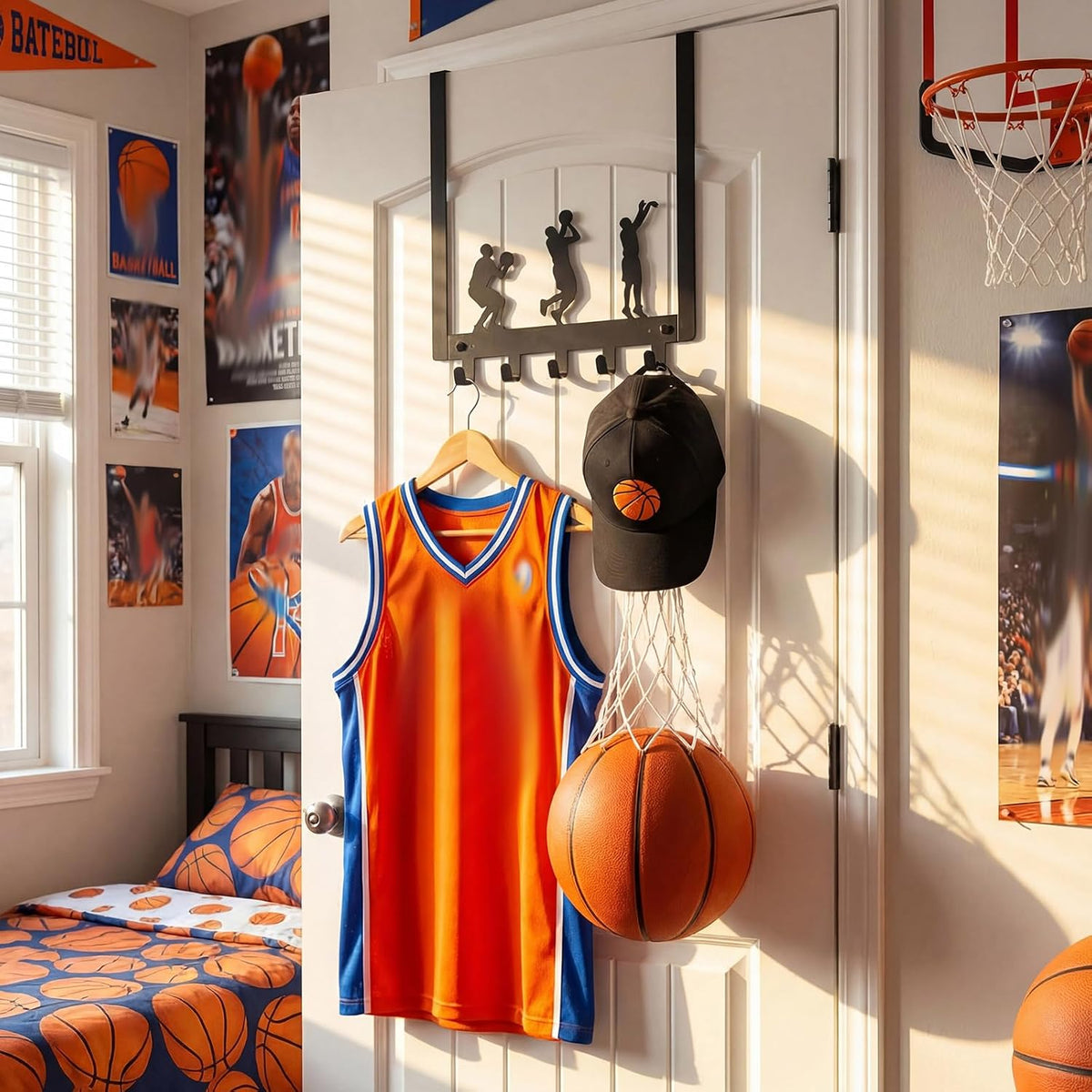 Reallnaive Basketball Room Decor Over The Door Hooks for Sport Lovers Gift