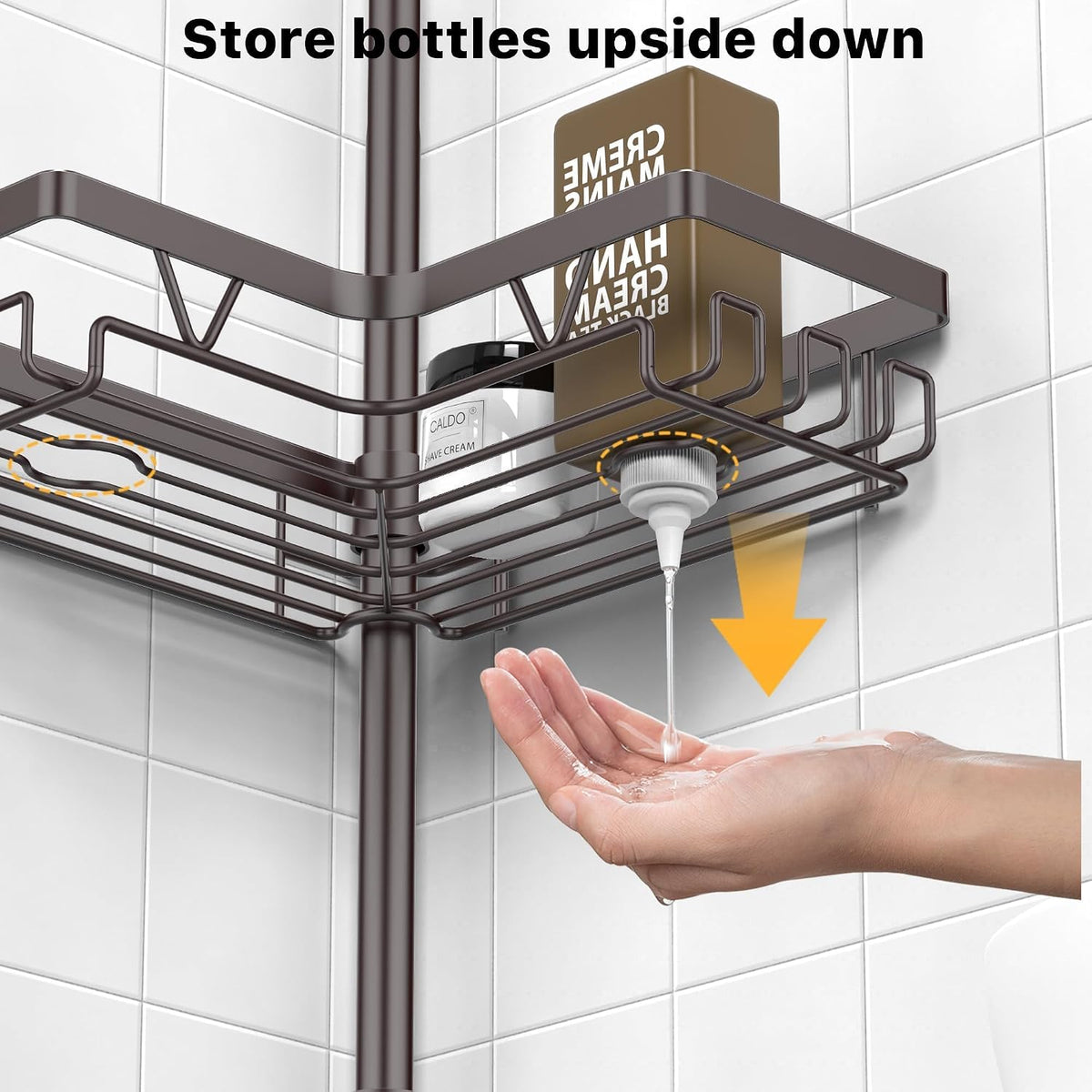 KEGII 4-Tier Corner Shower Caddy Tension Pole, Bathroom Shelf, Bronze