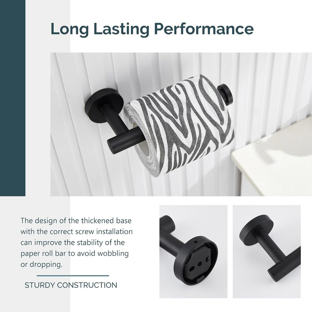 Angle Simple Toilet Paper Holder Matte Black, Toilet Roll Hanger for Wall