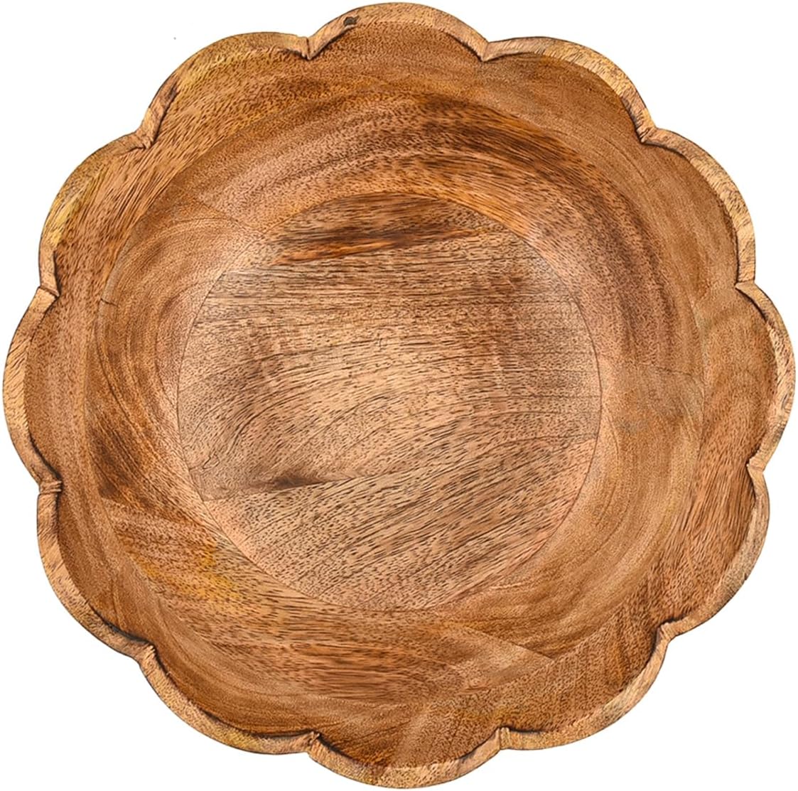 NIRMAN Fruit Bowl Mango Wood Elevated Wooden Fruit Holder for Rustic, Farmhouse, or Modern Table Décor for Kitchen Decor, Dining Room (10" X 10" X 4.75")