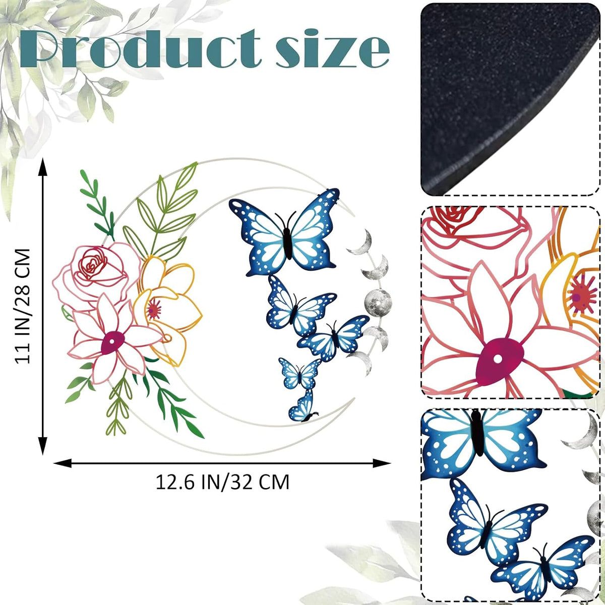 ruelen Metal Butterfly Wall Art Colorful Floral Moon Wall Decor Home Decor