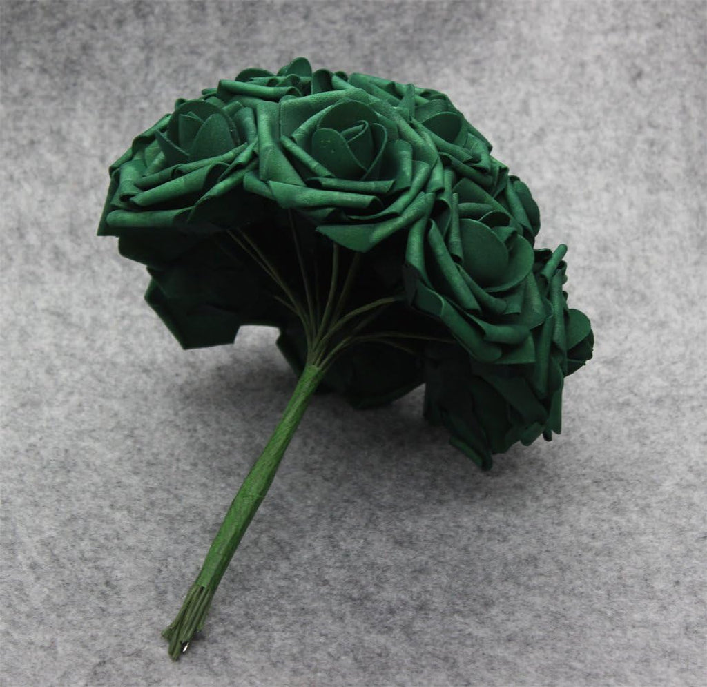 25pcs Artificial Flowers，Real Touch Artificial Foam Roses Decoration DIY for Wedding Bridesmaid Bridal Bouquet Centerpieces Party (25, Army Green)