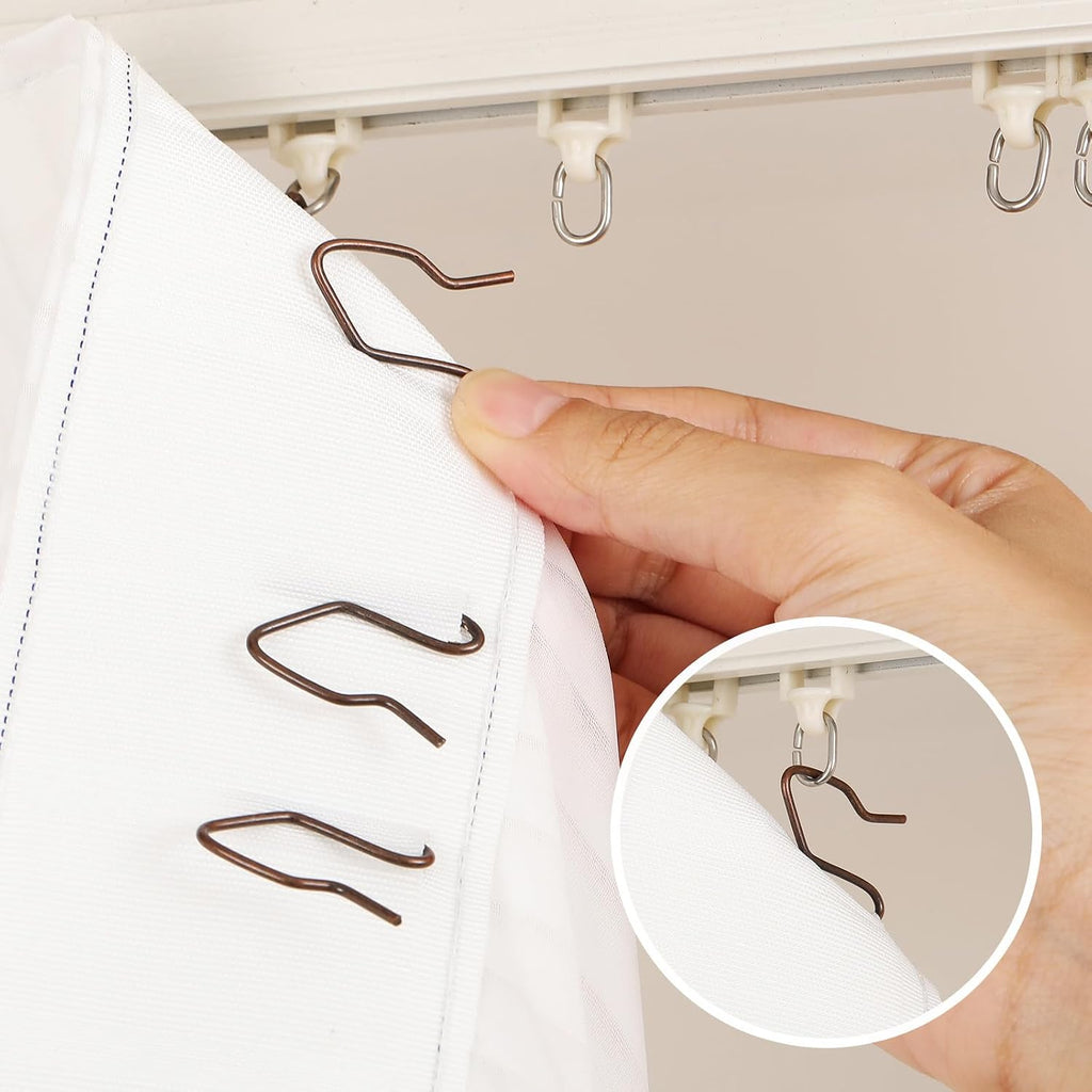 Outus 58 Pack Metal Curtain Hooks Pin-On Drapery 1.2x1,Red Bronze