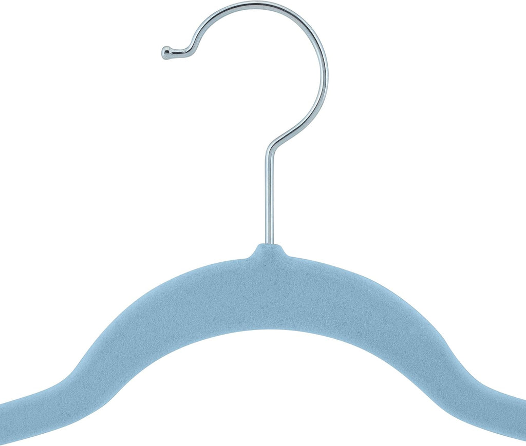Laura Ashley Kids Velvet Hangers| 25 Pack | Durable | Lightweight | Light Blue | Non-Slip | Closet Organization | Holds 10lbs