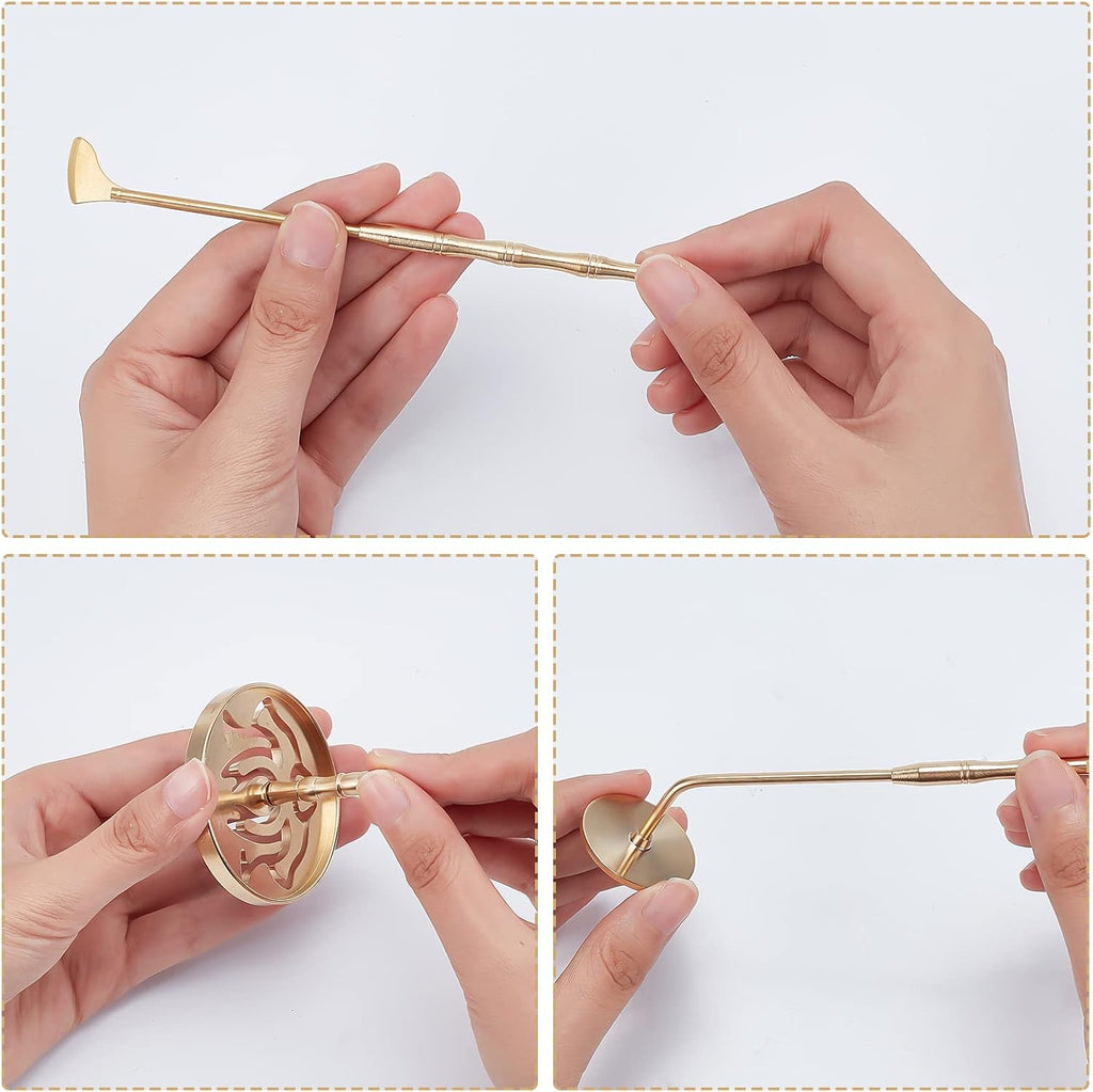 WEBEEDY 5Pcs Incense Making Kit, Brass Incense Tool Kit Set- Incense Spoon Incense Press Shovel Brush for Incense Burner Kit Incense Cone Bowl Prayer Fragrance