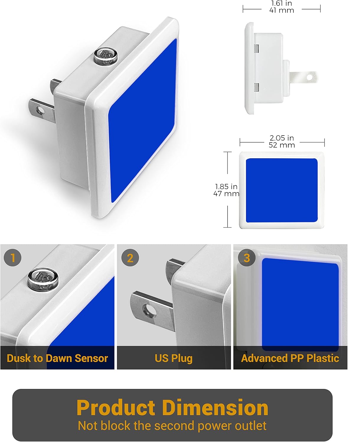 JandCase Blue Night Light, Blue Nightlight[2 Pack],0.3 Watt LED Night Light
