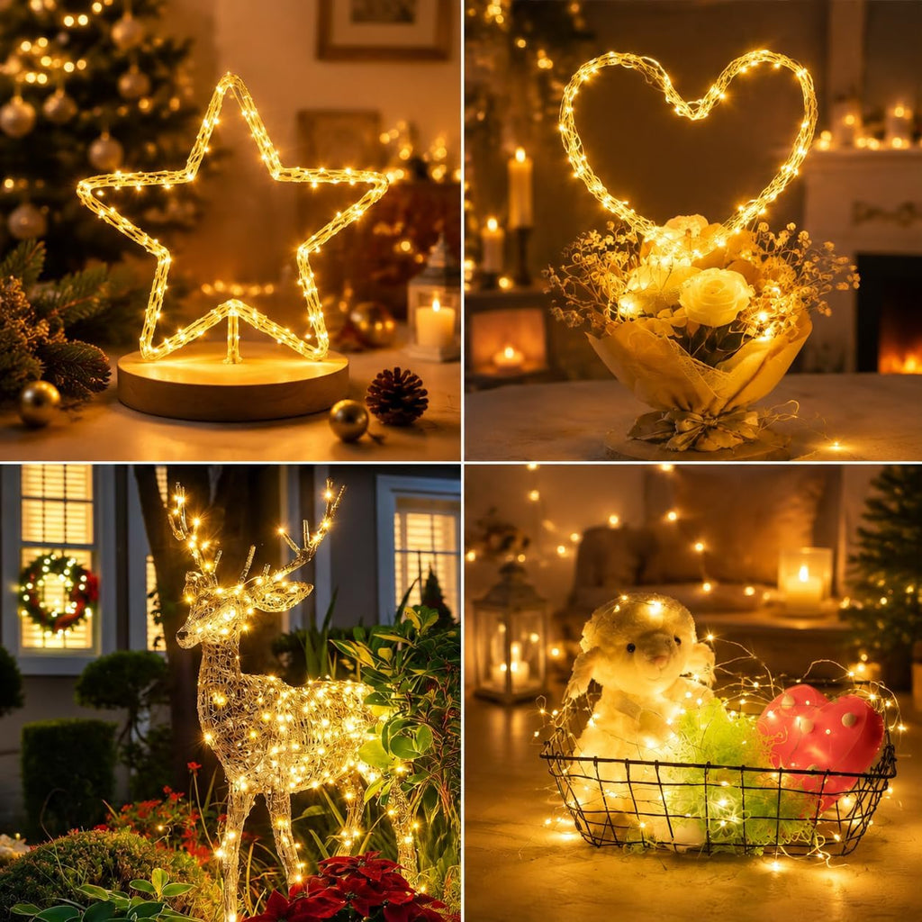 2PACK Battery Operated Fairy Lights for Bedroom: 8 Modes 16.4FT 50 LED String Lights with Timer and Remote - Mini Twinkle Light for Indoor Outdoor - Silver Wire Christmas Light for Party Wedding Room