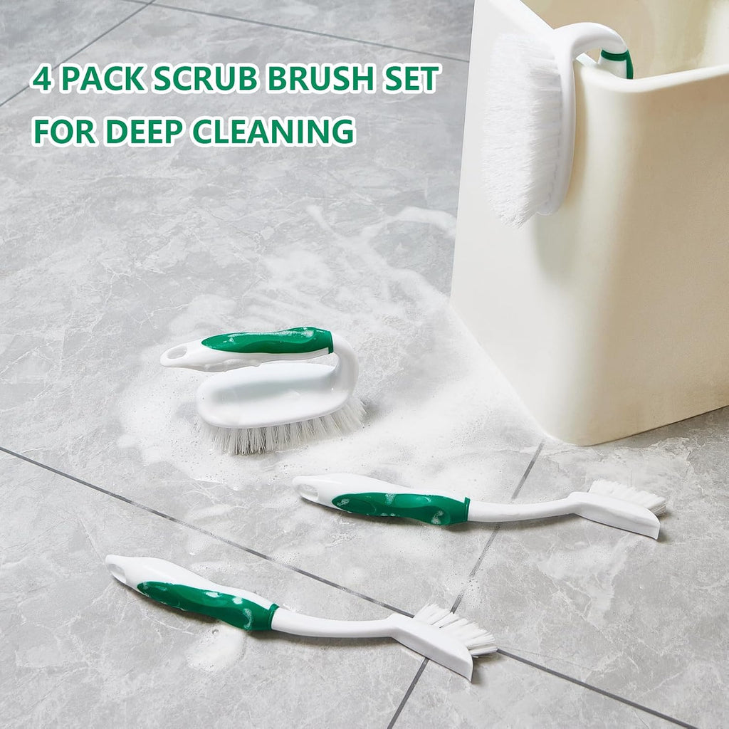 Scrub Brush Set, 4 Pack Deep Cleaning Brush Kit, Green