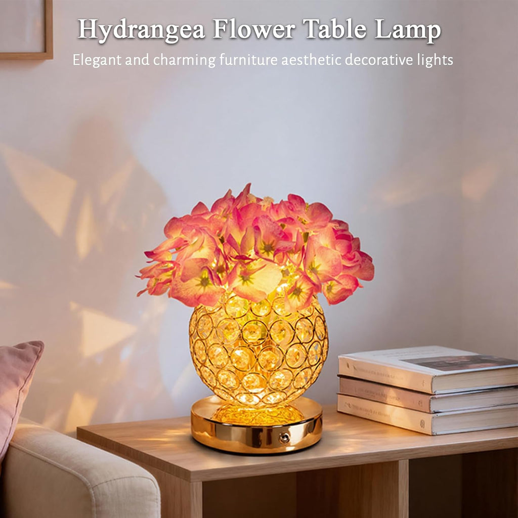 Flower Table Lamp, 16 Color Changing Hydrangea Crystal Night Light with Remote, Touch Dimming Artificial Flower Light, Romantic Flower Decoration Gifts for Girl Women Mom (Purple-Hydrangea)