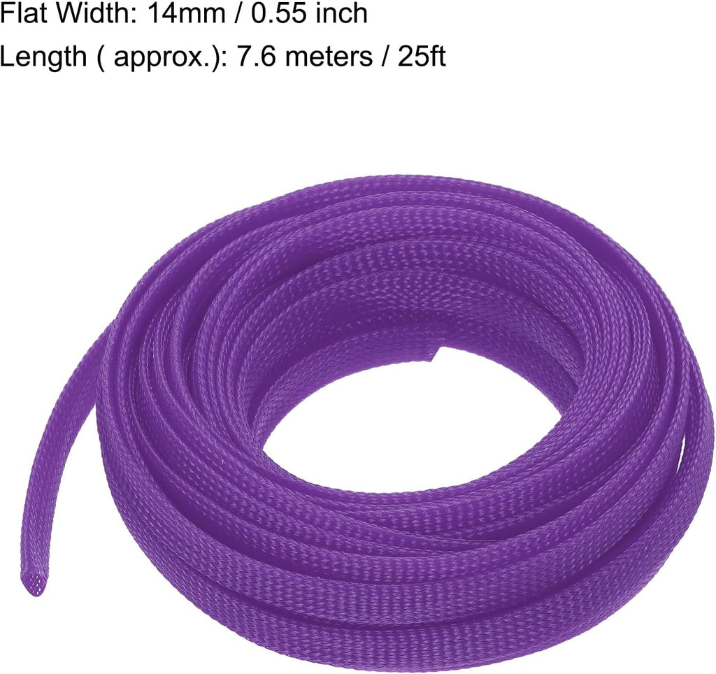 uxcell PET Expandable Sleeving 25ft 3/8" Purple Cable Management Sleeve Cord Organizer for Wrap Protect Cable