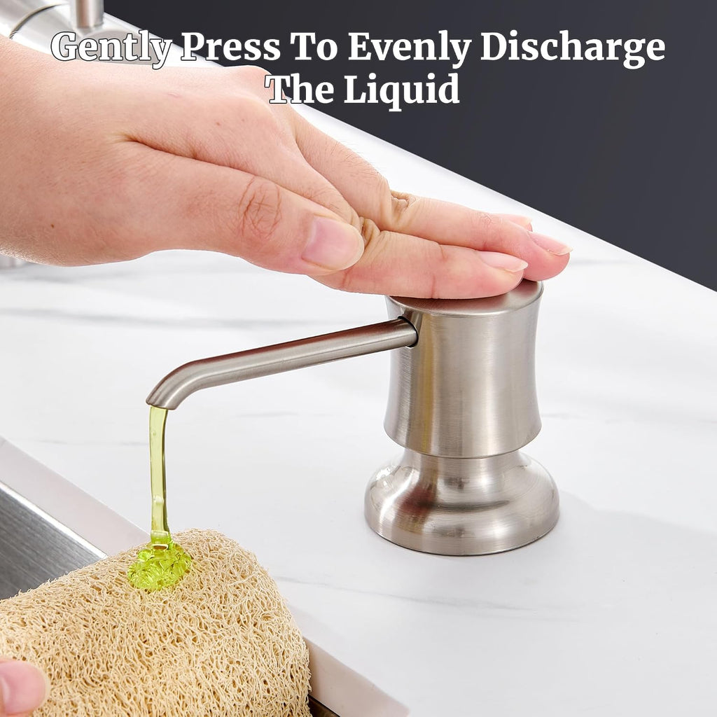 Sink Soap Dispenser for Kitchen Sink Brushed Nickel Upgrade with 40" Silicone Extension Tube Kit, Connect to Your Soap Bottle Directly