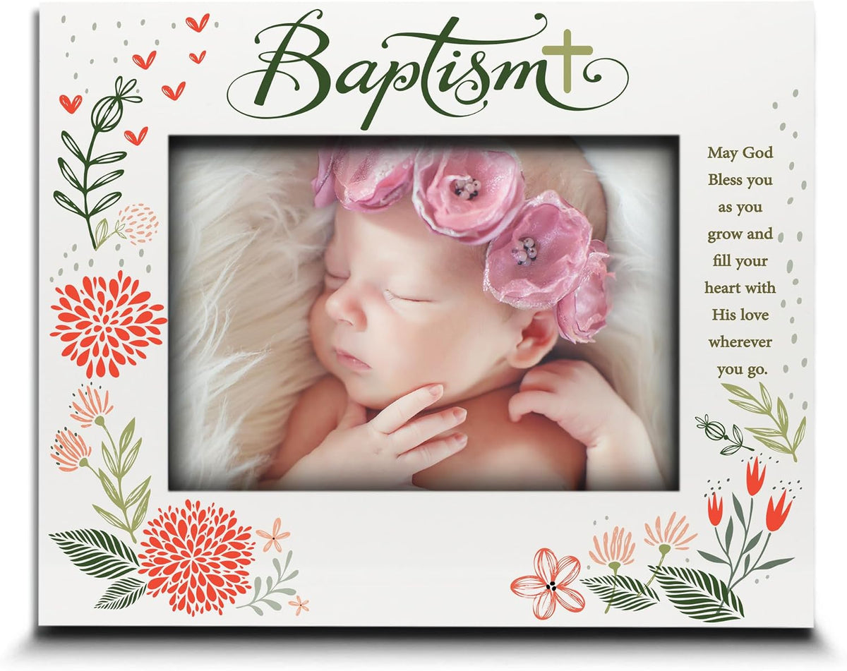 BELLA BUSTA-Baptism Picture Frame-Baby Blessings Baptism-Christening, Baby Girl/Boy Baptism Presents from Godparents Friends and Family-UV Print Frame (5x7 Horizontal (Girl))