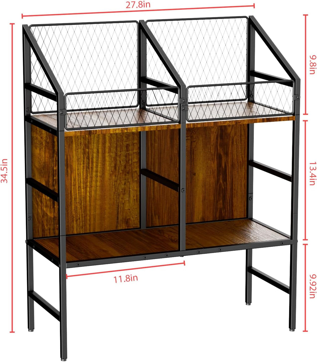 EYOCAL Vinyl Record Holder Storage Rack,200 LP Wooden Record Display Table for Albums Books Magazines Files for Living Room Bedroom
