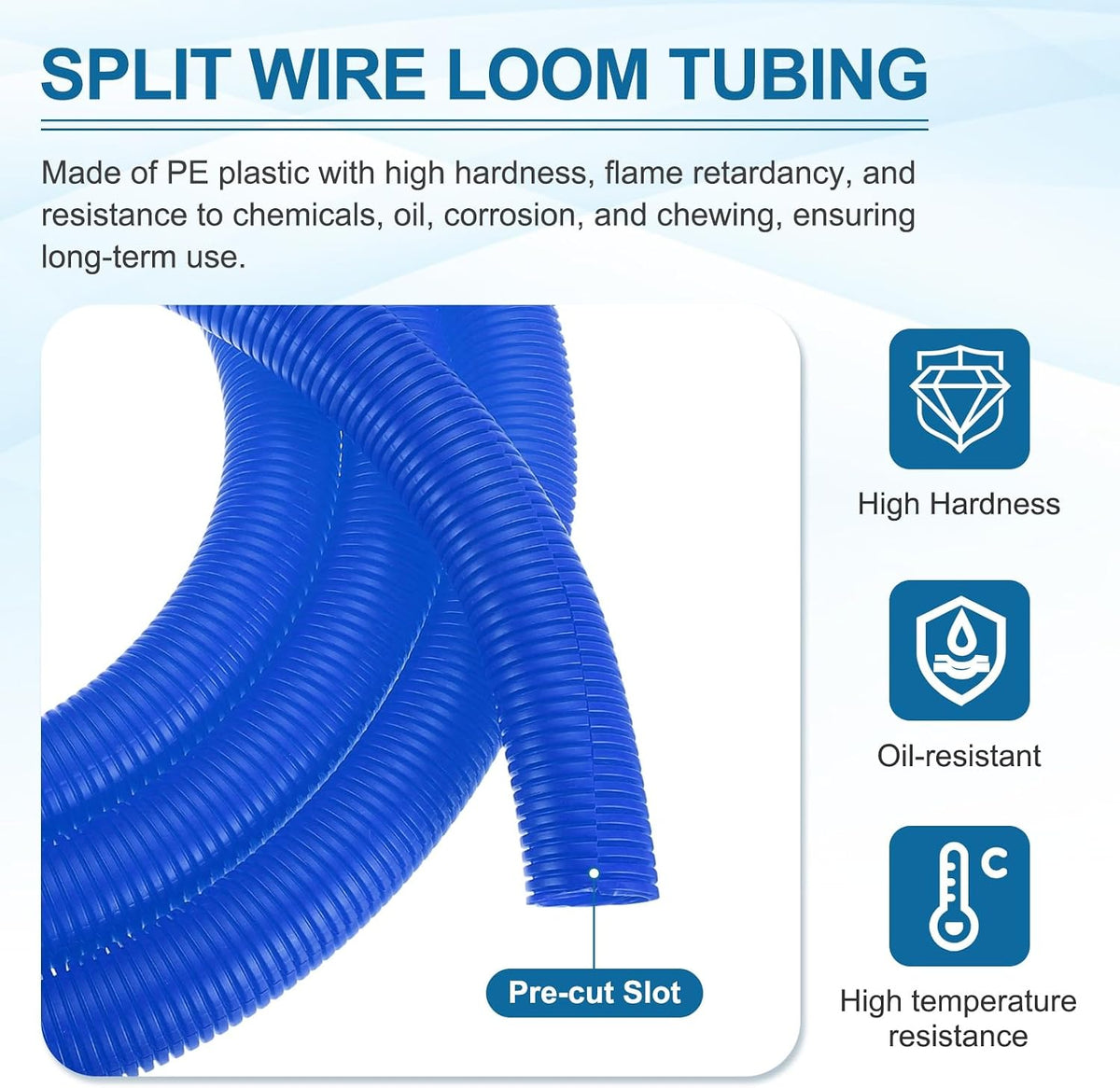 MECCANIXITY 1 1/2" 6.6ft Split Wire Loom Tubing w/Installation Tool Blue