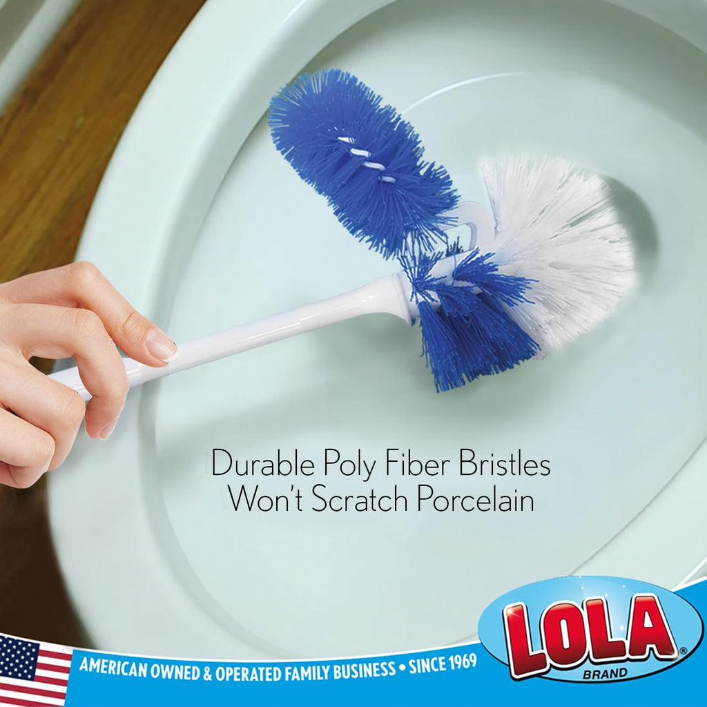 LOLA Classic Toilet Brush w/Under-The-Rim Scrubber, 6 Pack