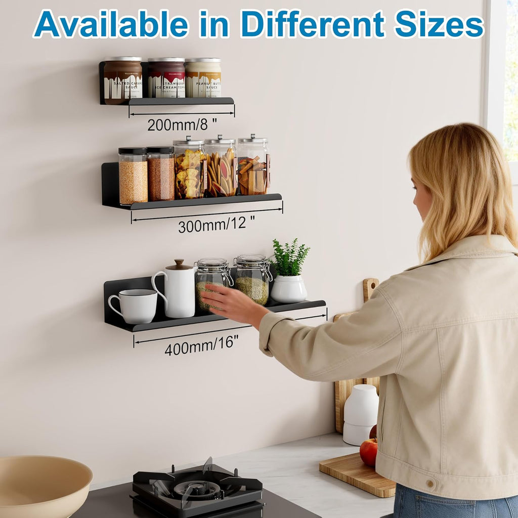 SAYAYO Black Floating Shelves for Wall, 12 Inch Screw or Adhesive Shelves