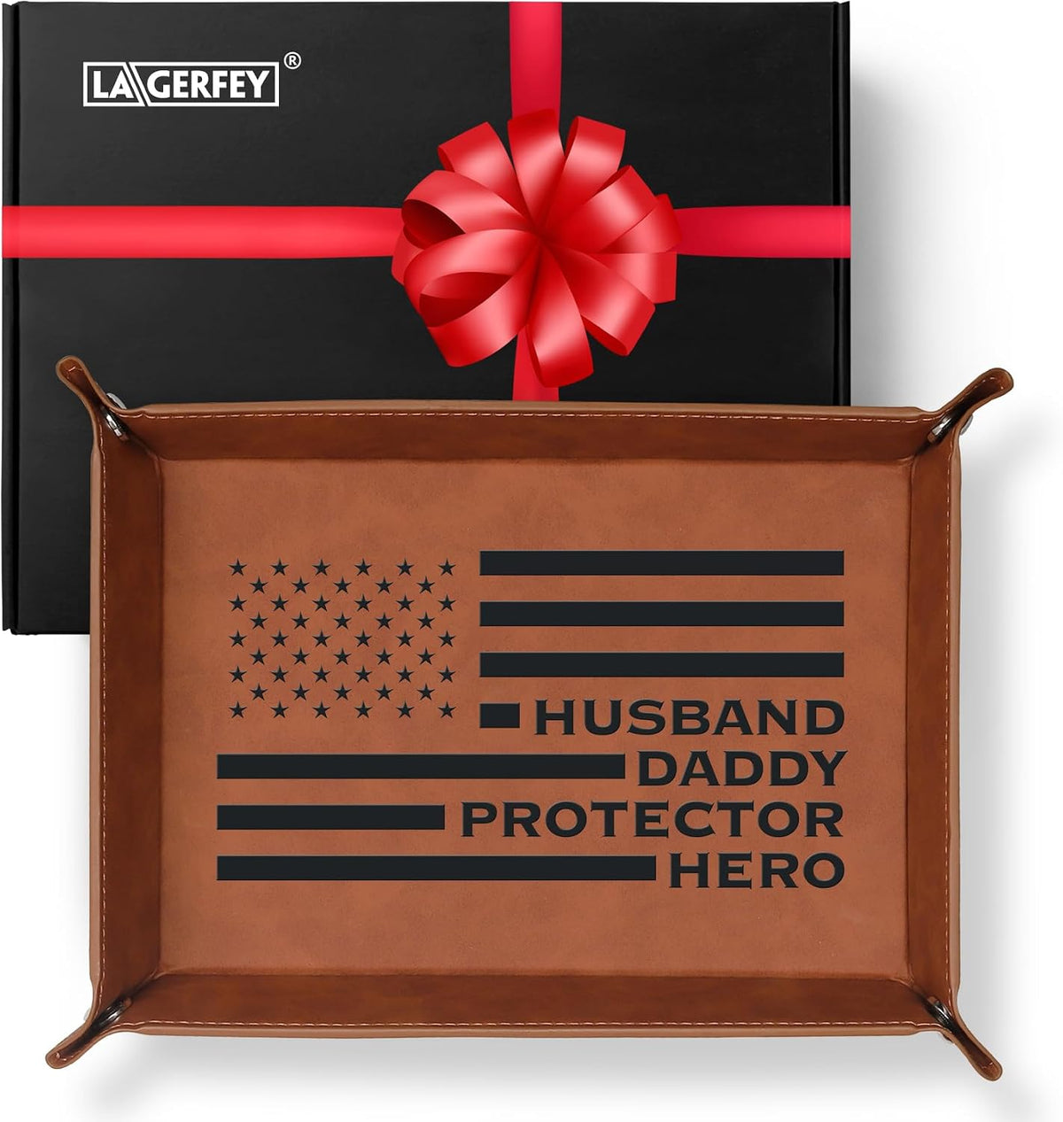 Fathers Day Dad Gifts for Husband Dad - Fathers Day Dad’s Gifts from Daughter Son Wife, Dads Birthday Gift - Christmas Ideal Gift for Dads, Husband, Stepdad, Men - PU Leather Tray