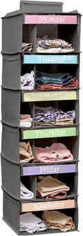 Kids Clothes Organizer, Weekly Clothes Organizer for Kids, 6 Shelf, Grey