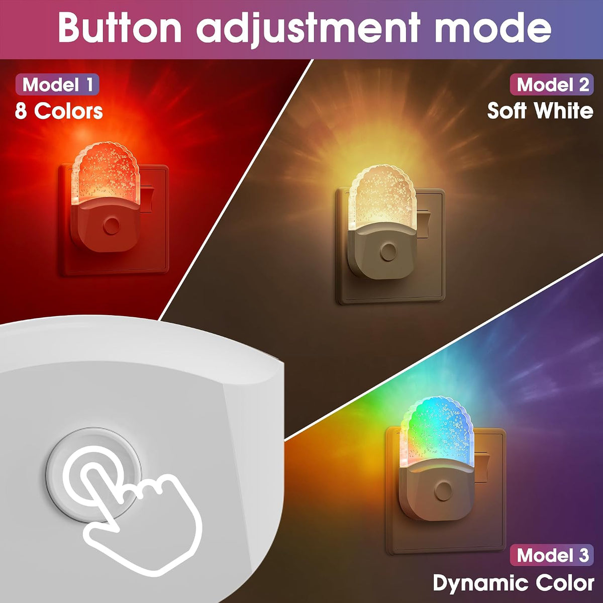 DORESshop 8-Color RGB LED Night Light Plug into Wall,4Pack Color Changing