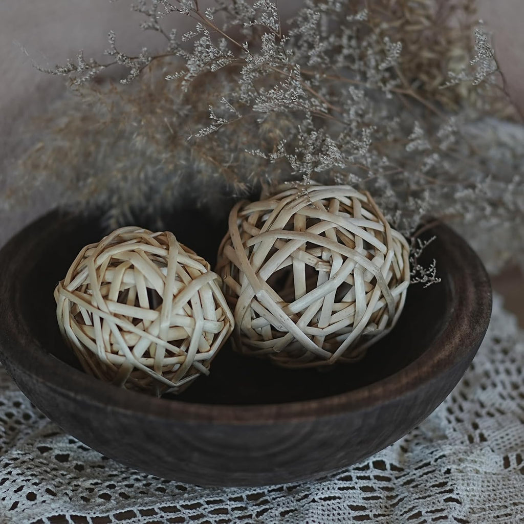 Wooden Decorative Bowl, Farmhouse Centerpiece(Brown)
