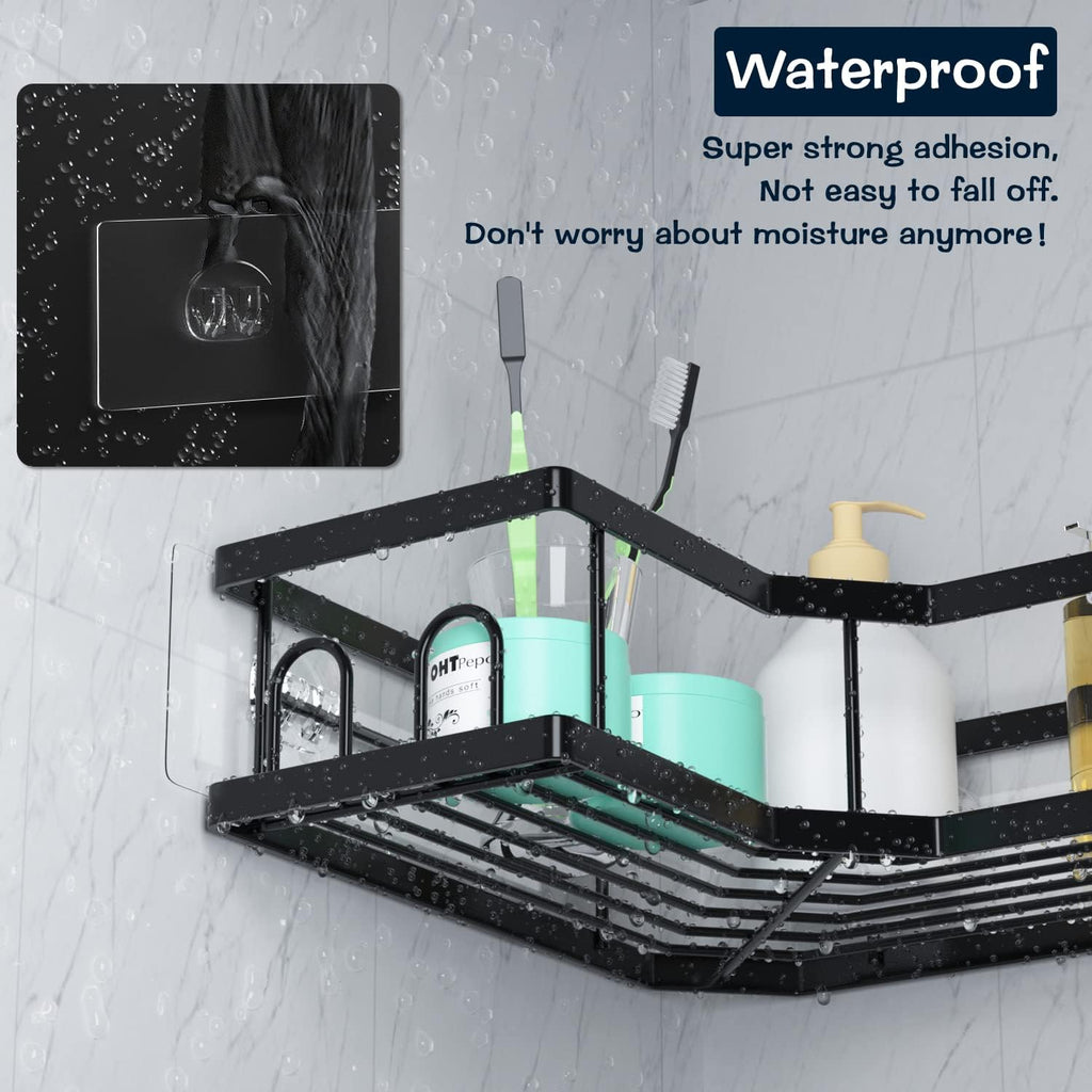 AKTECKE Shower Caddy Adhesive Replacement, No Drilling Transparent Adhesive Wall Hooks for Corner Shower Organizer Basket, Waterproof Adhesive Strip for Bathroom Shelf & Kitchen Rack