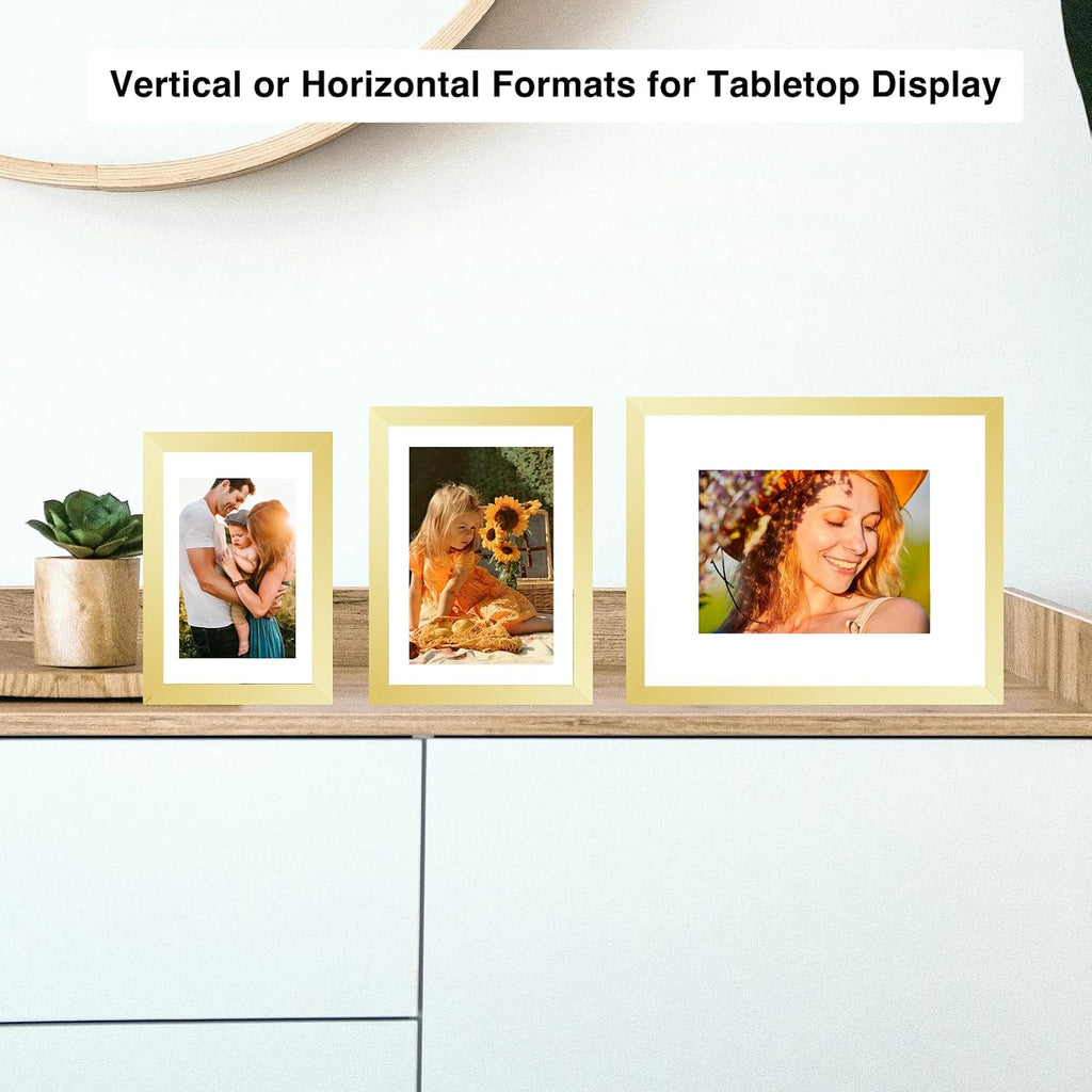 JCJMY 15 Pack Picture Frames Collage Wall Decor for Wall Hanging or Tabletop, Gallery Wall Frame Set for Family, Multi Sizes Photo Frames Collage Including 3Pcs 8x10, 6Pcs 5x7, 6Pcs 4x6, Gold