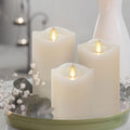 Matchless Candle Co. Flameless Moving Flame Pillar Candles, Ivory, Set of 3