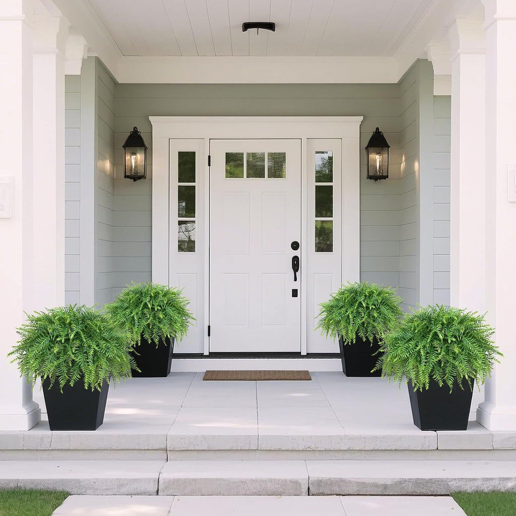 2 Sets Artificial Boston Ferns Topiary Plants for Front Porch Decor(Green)