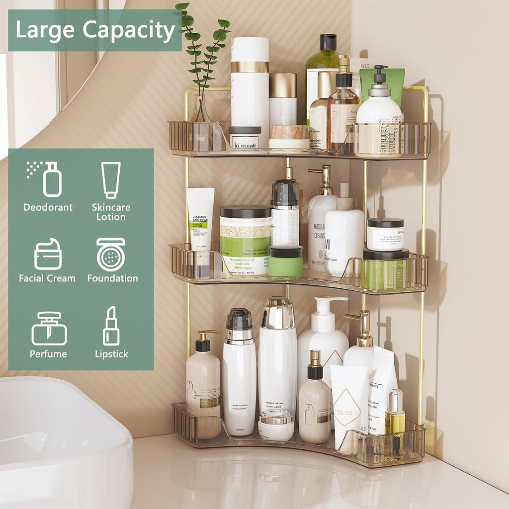 Webetop Corner Bathroom Shelf, 3 Tier Countertop Organizer for Vanity