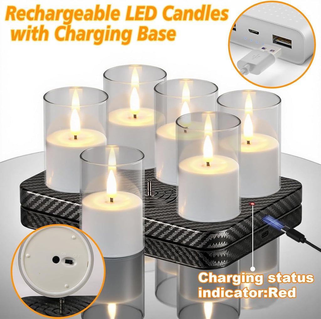 GenSwin Rechargeable LED Flameless Candles Battery Operated Remote Timer