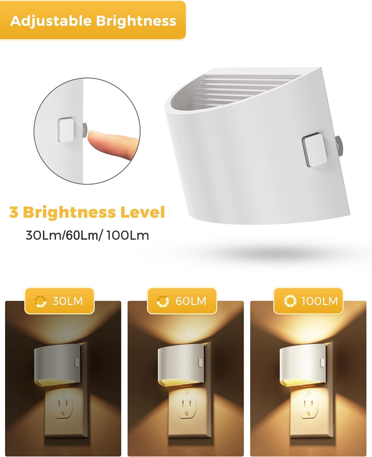L LOHAS LED Night Lights Plug into Wall, Dimmable Night Light 4 Pack