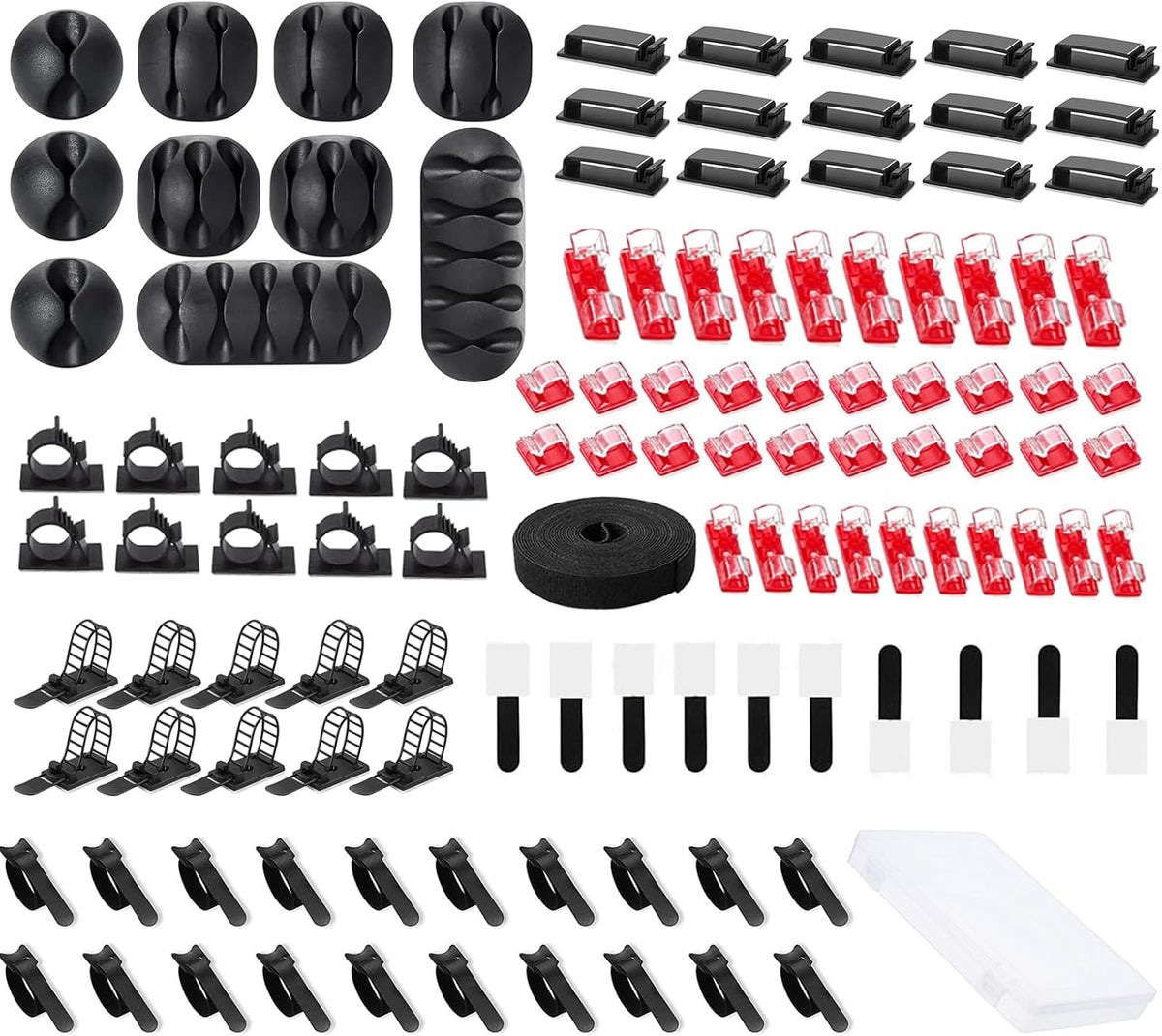116 Pcs Cable Management Organizer Kit,55 Cable Clips,With Storage Box