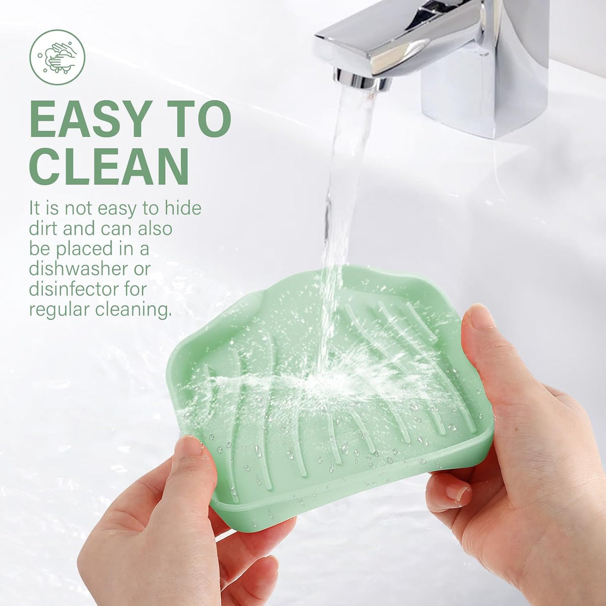 2PCS Self Draining Soap Holder,Spofit Silicone Soap Dish, Suitable for for Kitchen, Bathroom, Shower, Bath Tub,Soap Container (Light Green)
