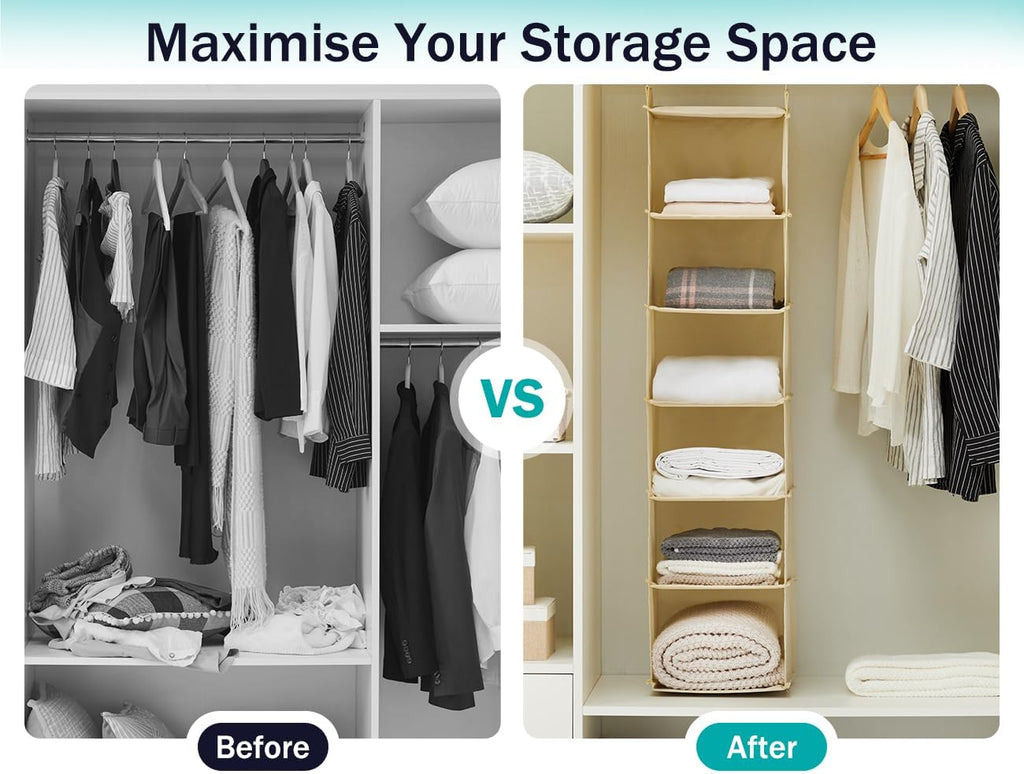 YOUDENOVA Hanging Closet Organizer, Closet Organizers and Storage, Beige