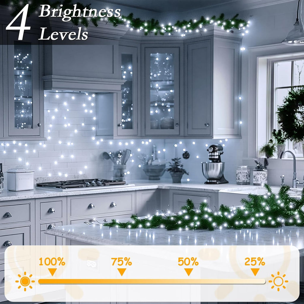 66FT 200 LED Christmas Tree Lights, Bright Cool White Outdoor Christmas String Lights for House, Fairy Lights with 8 Modes, Waterproof & Durable Indoor Outdoor Decor, Timer Included