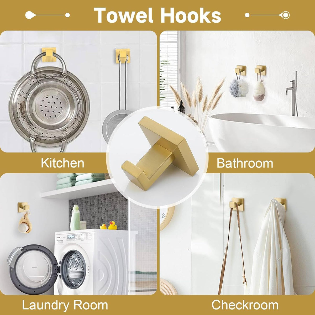 Brushed Gold 10 Pieces Bathroom Hardware Accessories Set Towel Bar Set Towel Holder&Racks Set for Bathroom,SUS304 Stainless Steel,Wall Mounted 16-Inch
