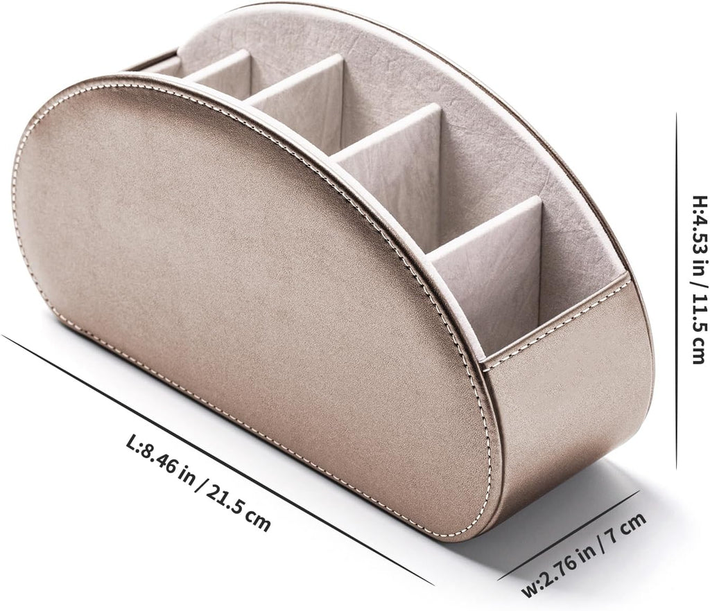 Remote Control Holders Organizer Box with 5 Compartment PU Leather Caddy