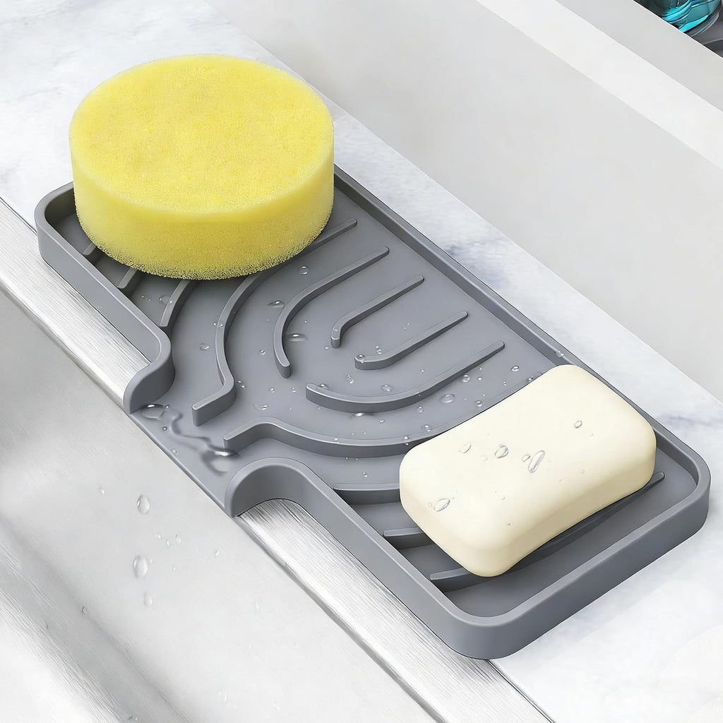 Sponge Holder for Kitchen Sink,10"x 4",Dish Sponge Holder Soap Tray