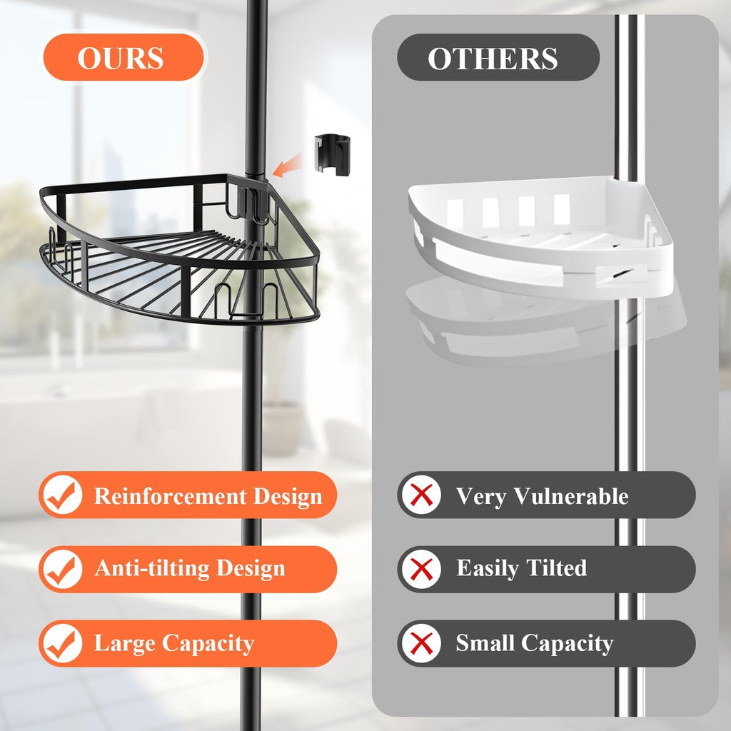 4-Tier Rustproof Corner Shower Caddy with Tension Pole