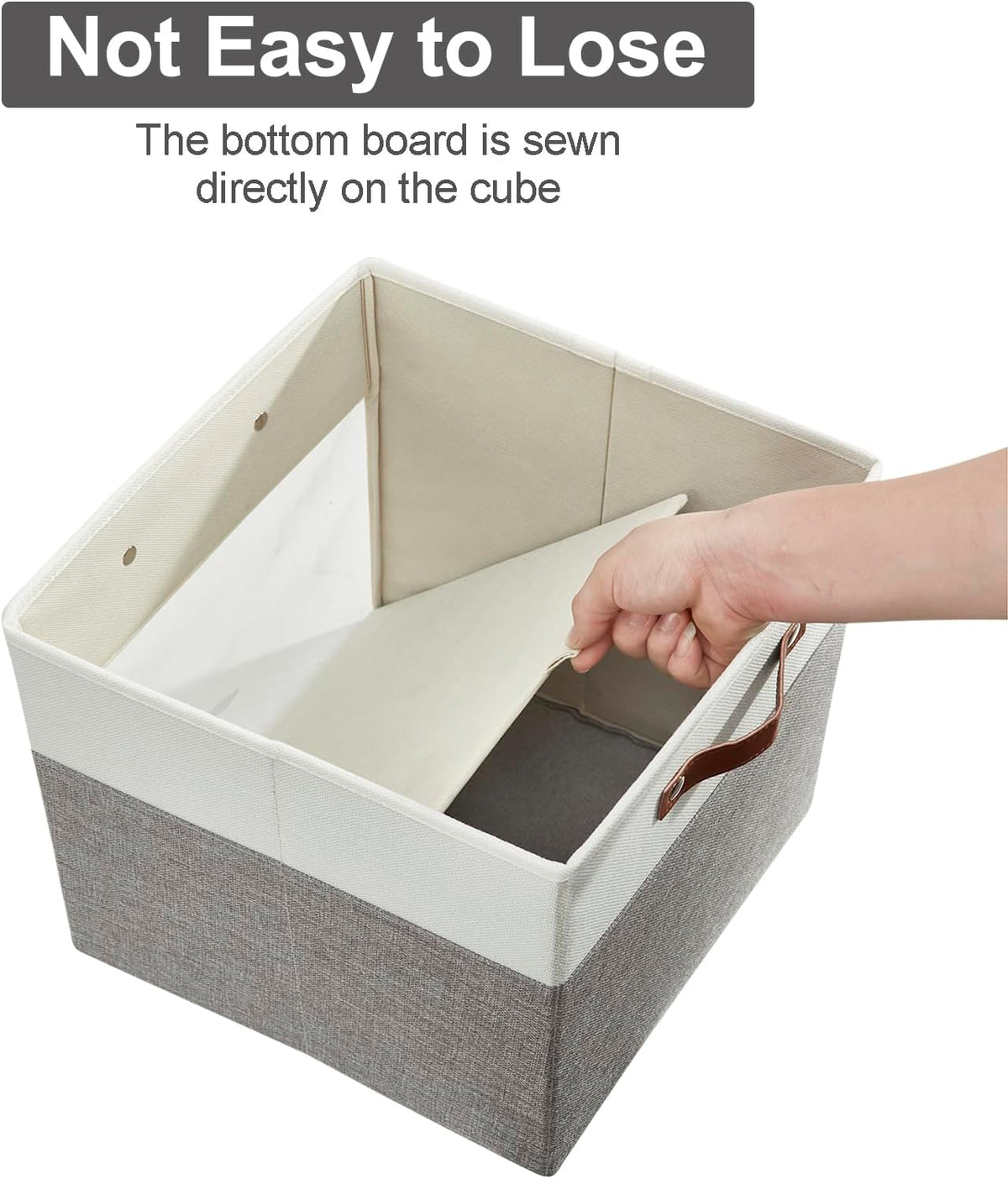 Bagnizer Storage Cubes, 4 Pack Linen Foldable Storage Bins (13 x 13 inch) with Clear Window and 2 Handles, Closet Organizers and Storage for Shelf Closet, Clothes, Books - (Gray and White)